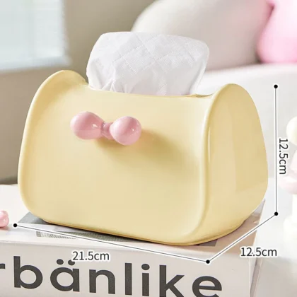 กล่องกระดาษทิชชู่ ทรงน่ารัก สีเหลืองพาสเทล