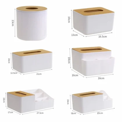 กล่องใส่กระดาษทิชชู่ แบบไม้+พลาสติก มีหลายรูปแบบ (สินค้าสำหรับขายส่ง 100 ชิ้น)